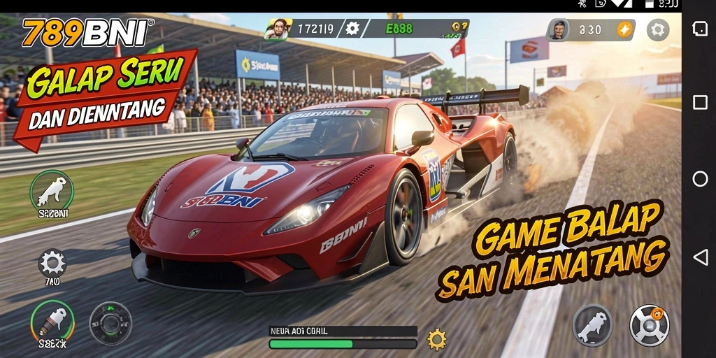 Gameplay seru dari 789BNI dengan aksi balapan yang mendebarkan.