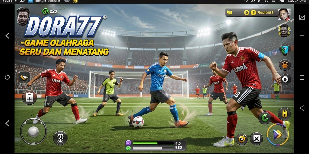 Screenshot utama DORA77 menampilkan aksi seru dalam pertandingan olahraga.