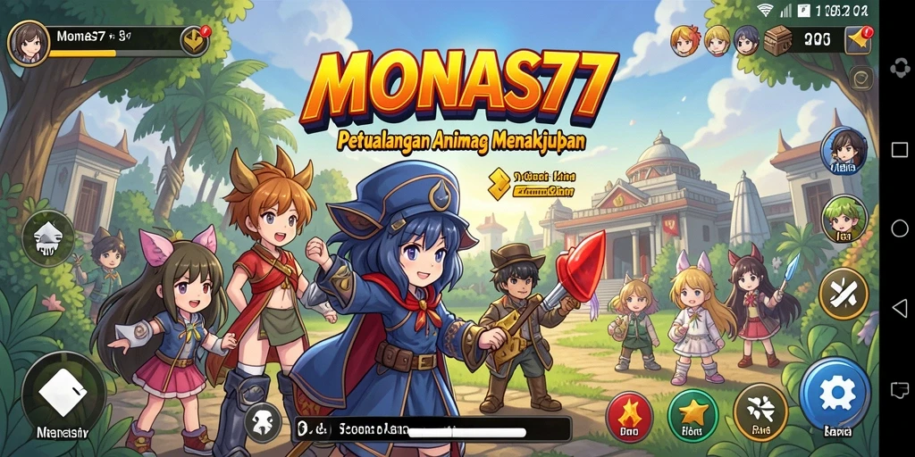 Screenshot utama MONAS77 menampilkan aksi seru karakter Anime.