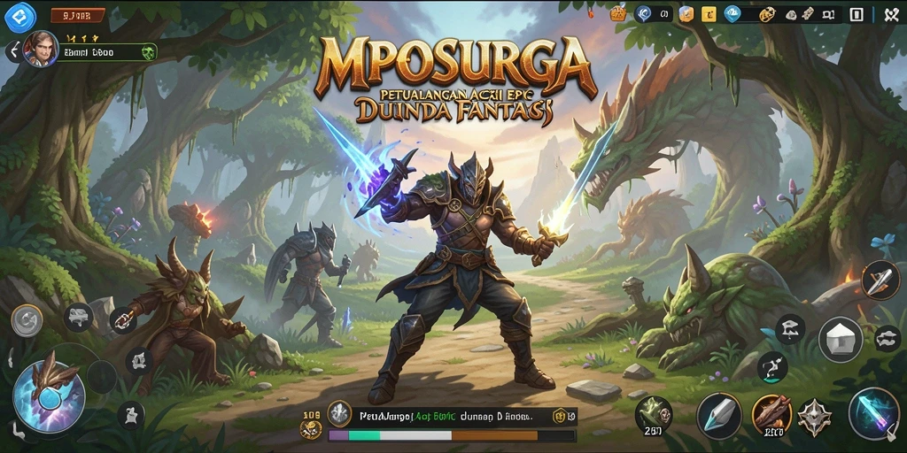 Tampilan gameplay epik dalam petualangan ARPG MPOSURGA.