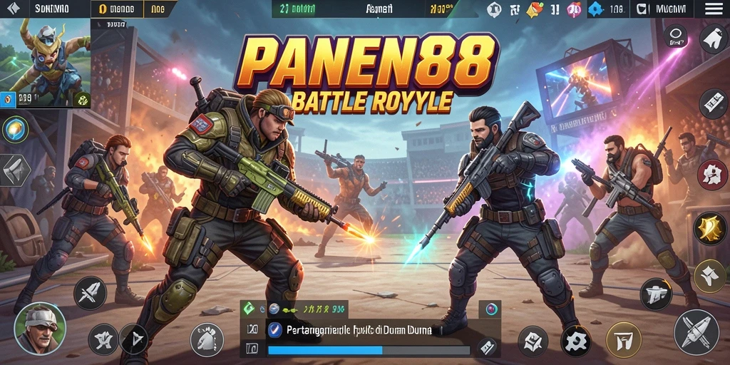 Screenshot dari permainan PANEN88 menampilkan aksi seru Battle Royale.