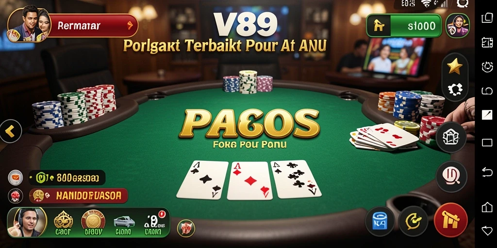 Screenshot gameplay V89 yang menunjukkan aksi poker seru.